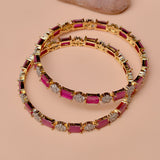 Anzay Jewellery - Size 2-4 Party Wear Red Bangles