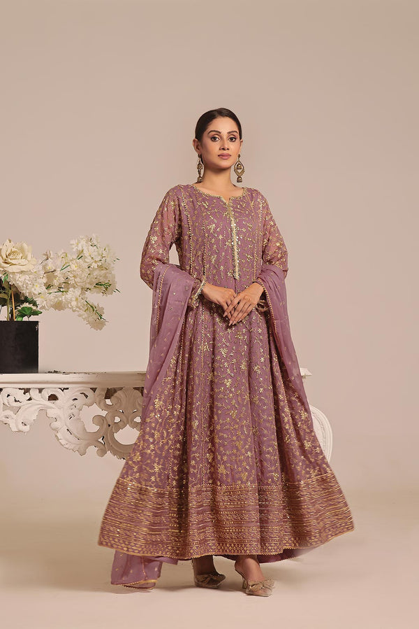 Ayesha Closet  - Sawariy 3Pcs Pret Chiffon Embroidered Lavender