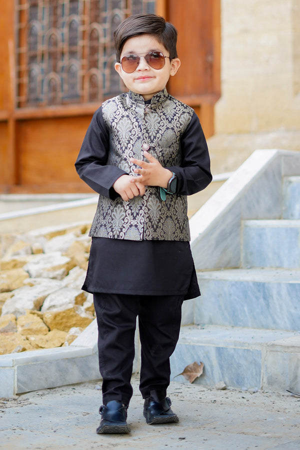 Hassanjee - Black Waistcoat Suit - WKS 016