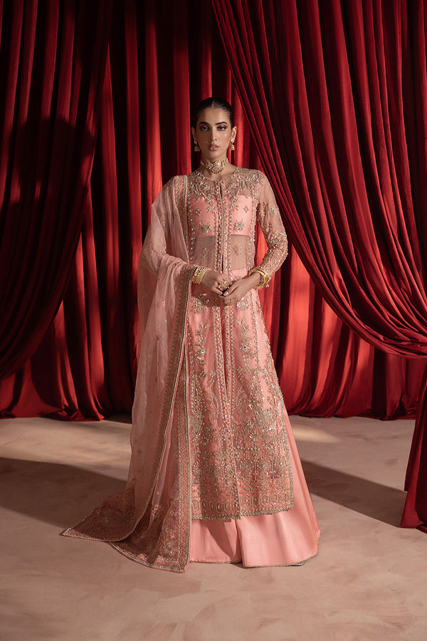 Anayra Amal - Gulaab 3PC Stitched Embroidered + Hand Embellishment Peachy Pink Gown