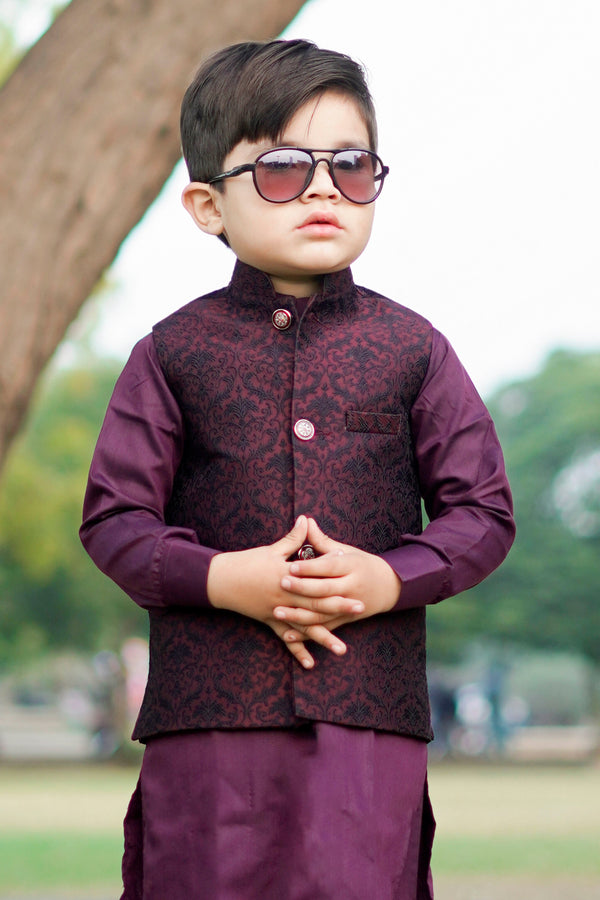 Hassanjee - Maroon Waistcoat Suit - WKS 017