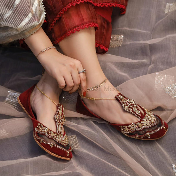 Khussa Master - BRIDAL MEHROON Pakistani Ethinc Wear Khussa