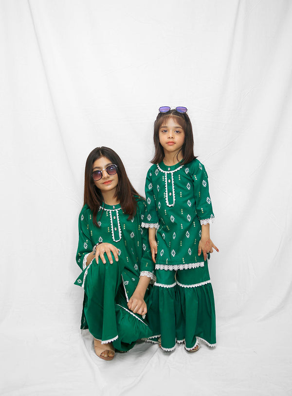 Libaas By Nawaz Fabrics - Ready to wear D# 1019-Kids-GREEN