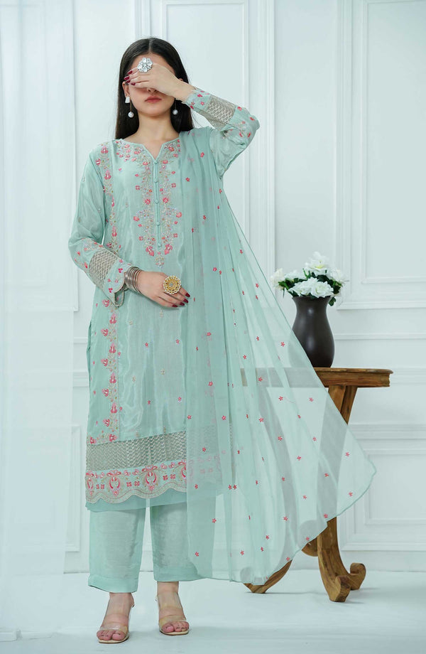 Amna Khadija - Meet Malina Luxury Silk 3 Piece Sea Green D-03