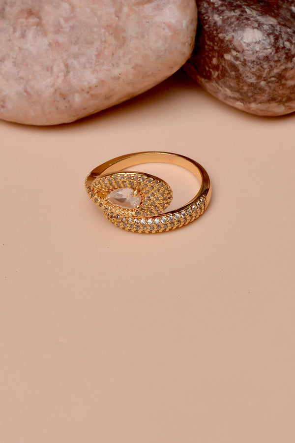 Anzay Jewellery - Size 0 Daily Wear Golden Ring