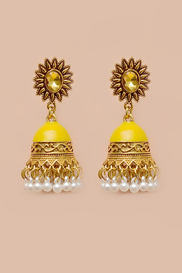 Anzay Jewellery - Daily Wear Yellow Earrings
