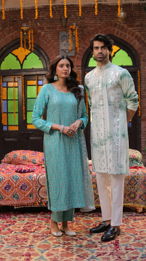 Edge Republic - CP 7  Women's & Men'S Soulful Green Couple Dresses
