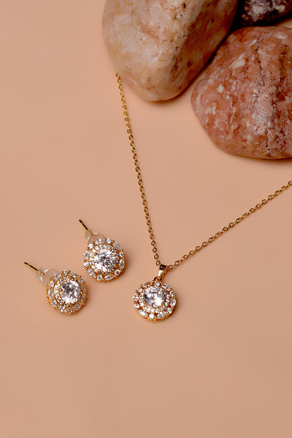 Anzay Jewellery - Daily Wear Golden Locket set