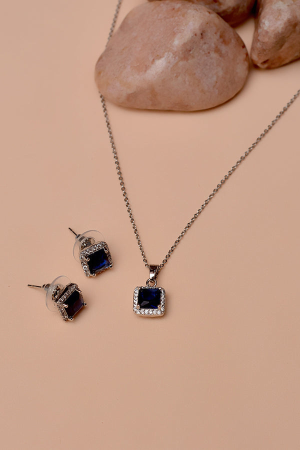 Anzay Jewellery - Daily Wear Blue Locket Set