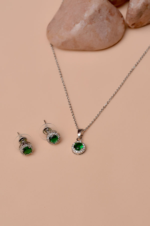 Anzay Jewellery - Daily Wear Green Locket Set