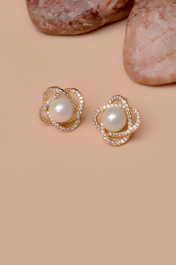 Anzay Jewellery - Daily Wear Golden Ear Studs