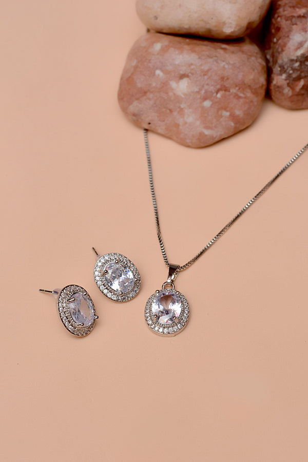 Anzay Jewellery - Daily Wear Silver Locket Set