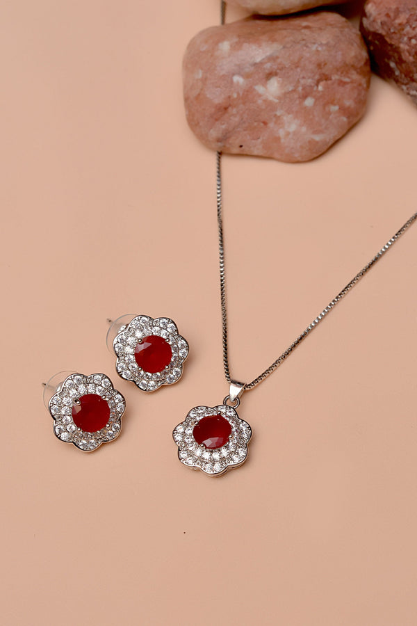 Anzay Jewellery - Daily Wear Red Locket Set