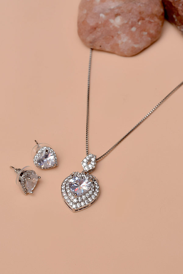 Anzay Jewellery - Daily Wear Silver Locket Set
