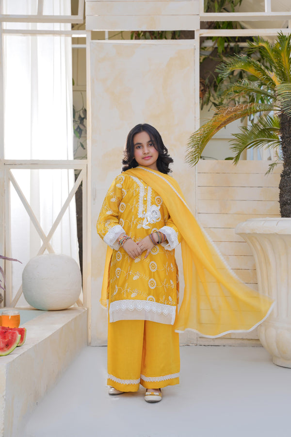 Desi Stitch - Mustured chikankari  Eastern Wear For Girls