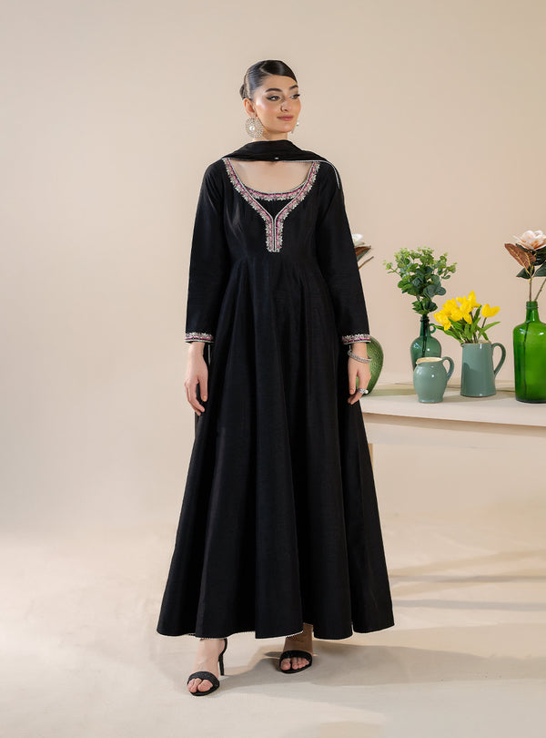 Mahnoor Azher - Midnight Bloom Stitched Resham and Tilla work