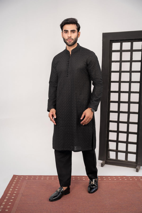 HK Fashion - Black Chikankari Kurta Trouser