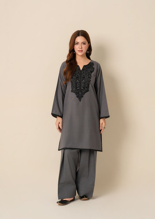 YoloPret - 2pc Embroidered Khaddar with Farshi Shalwar AML-W25-0021