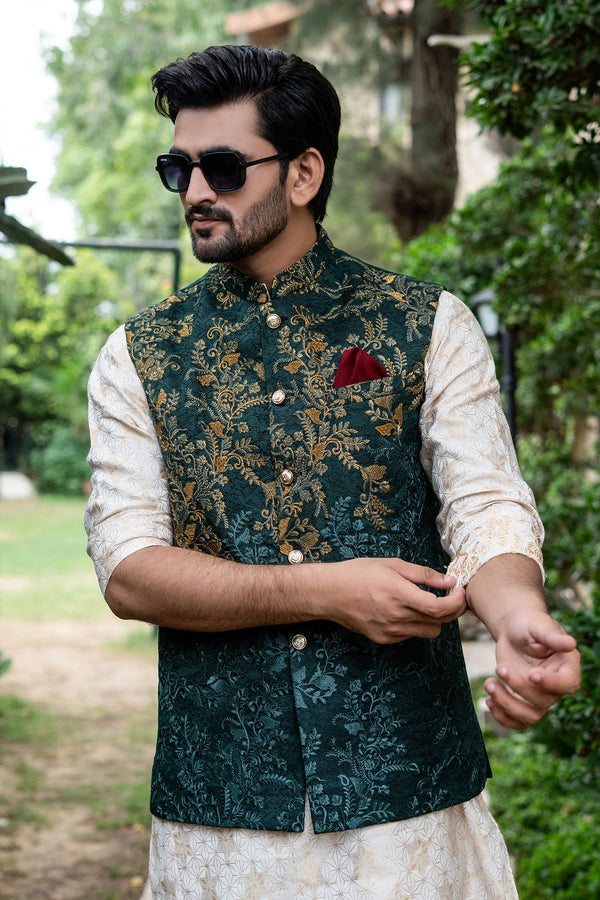 Edge Republic - Er Green Mehndi Sangeet Waist Coat