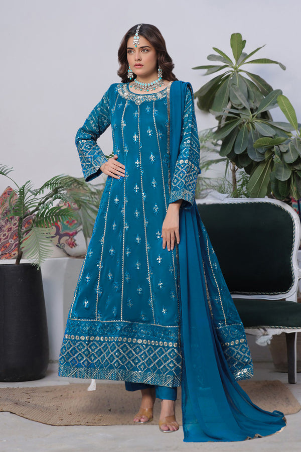 Al Siyaab - CHANDNI 3 PC Stitched Chiffon Festive Wear Dress