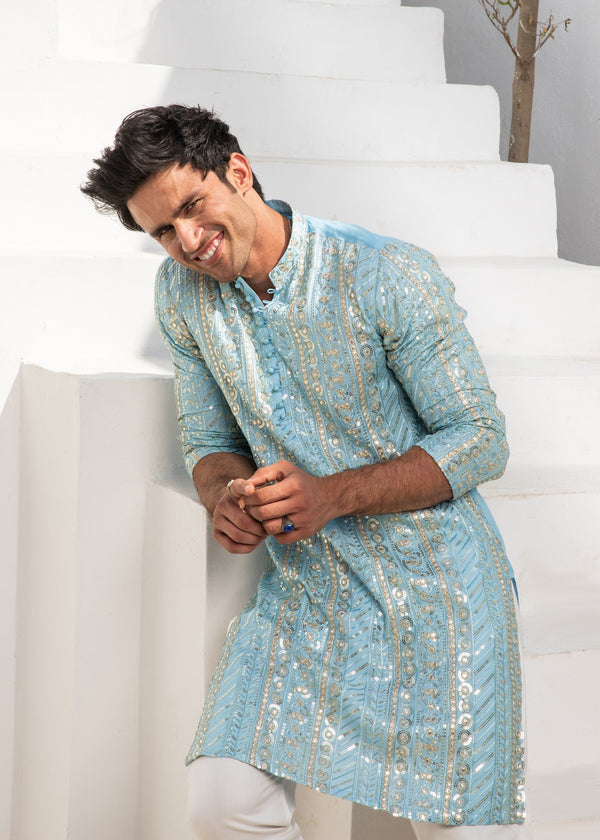 Edge Republic - MR 54 Sky Chanderi Kurta Pajama