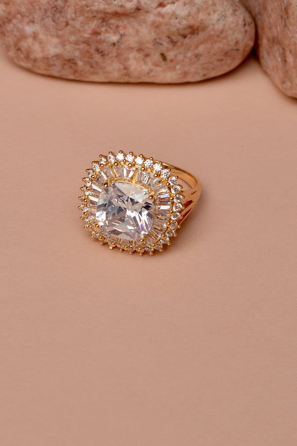Anzay Jewellery - Size 7 Party Wear Golden Ring