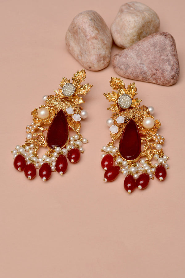 Anzay Jewellery - Party Wear Red Earrings