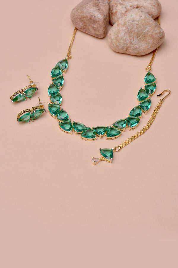 Anzay Jewellery - Party Wear Green Party Set