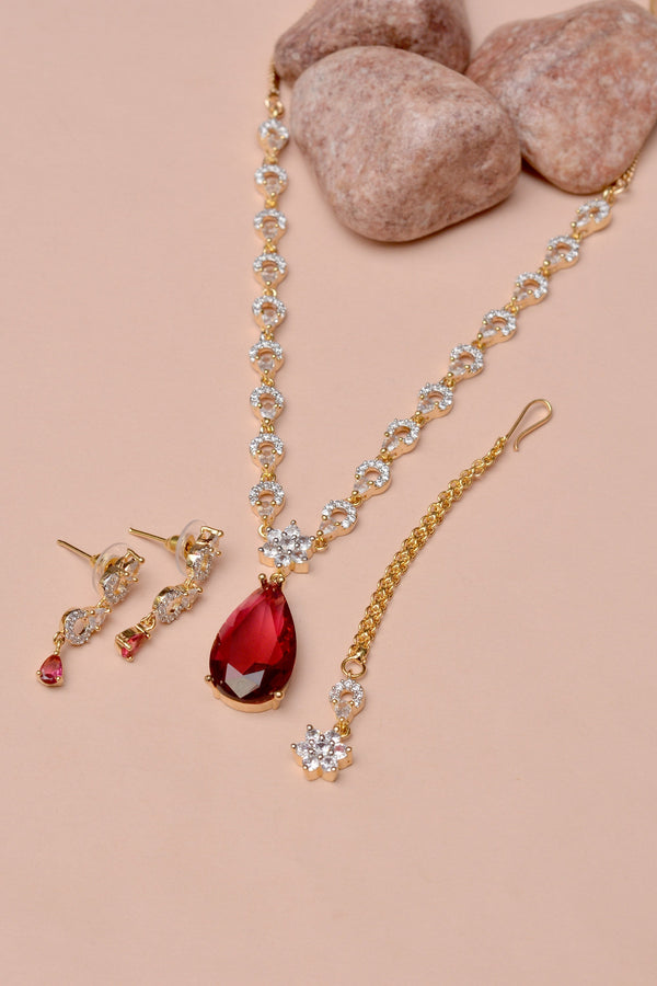 Anzay Jewellery - Party Wear Red Party Set