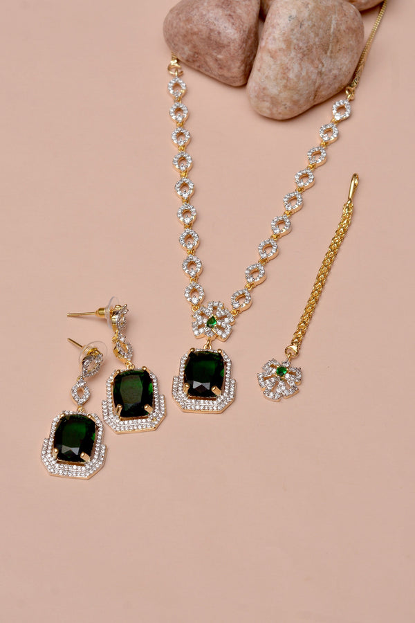 Anzay Jewellery - Party Wear Green Party Set
