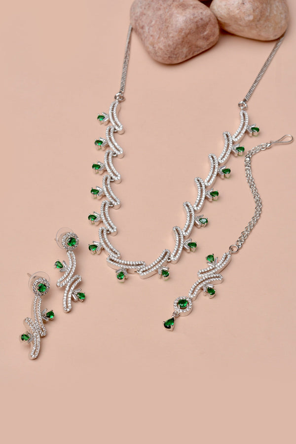 Anzay Jewellery - Party Wear Green Party Set