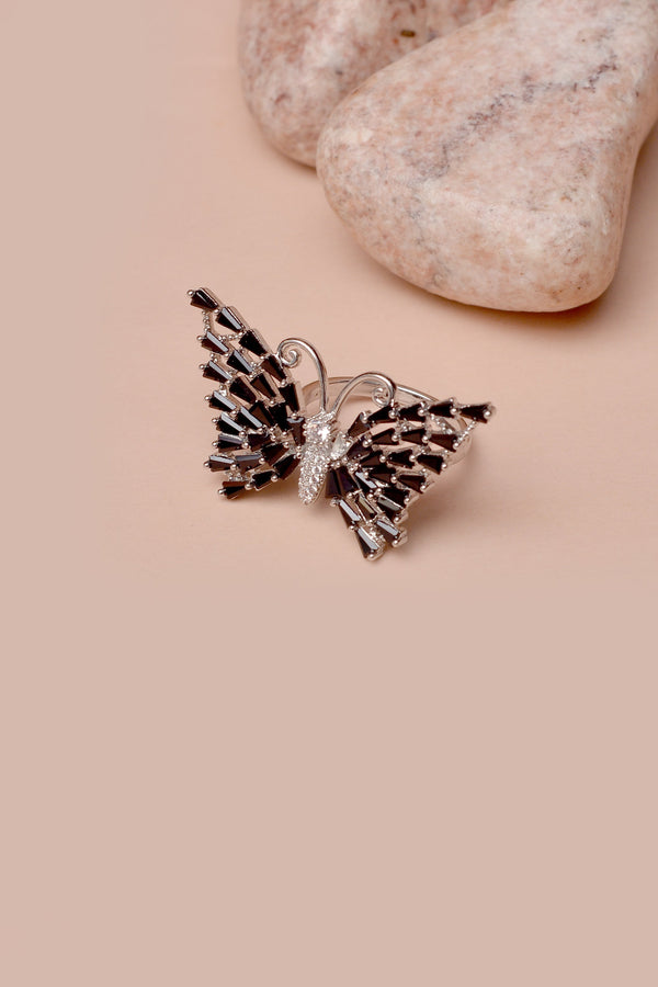 Anzay Jewellery - Size 0 Party Wear Black Ring