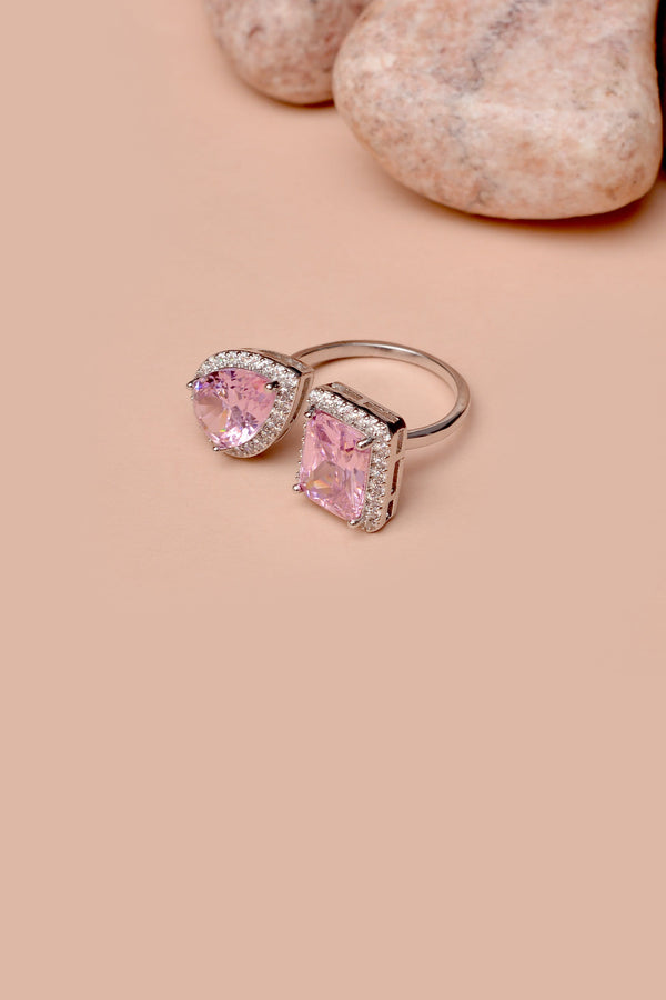 Anzay Jewellery - Size 0 Party Wear Pink Ring