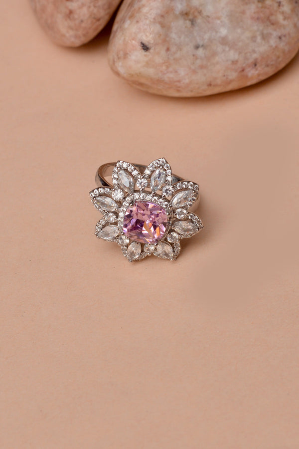 Anzay Jewellery - Size 0 Party Wear Pink Ring
