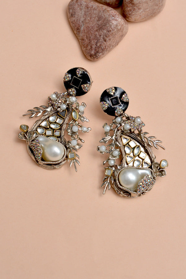 Anzay Jewellery - Party Wear Black Earrings