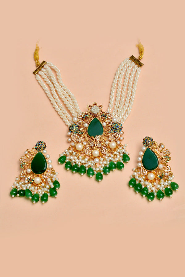Anzay Jewellery - Party Wear Green Choker Necklace