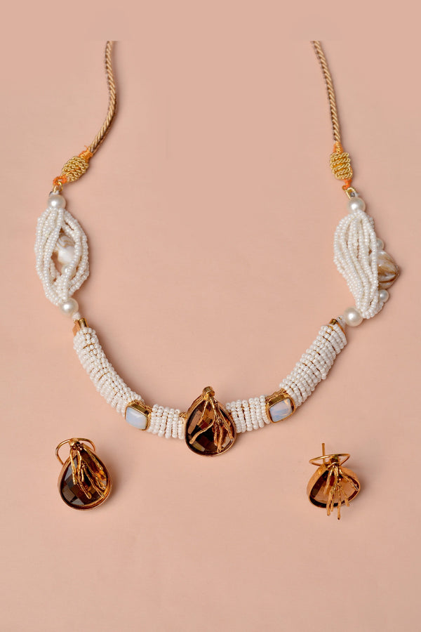 Anzay Jewellery - Party Wear Champagne Choker Necklace