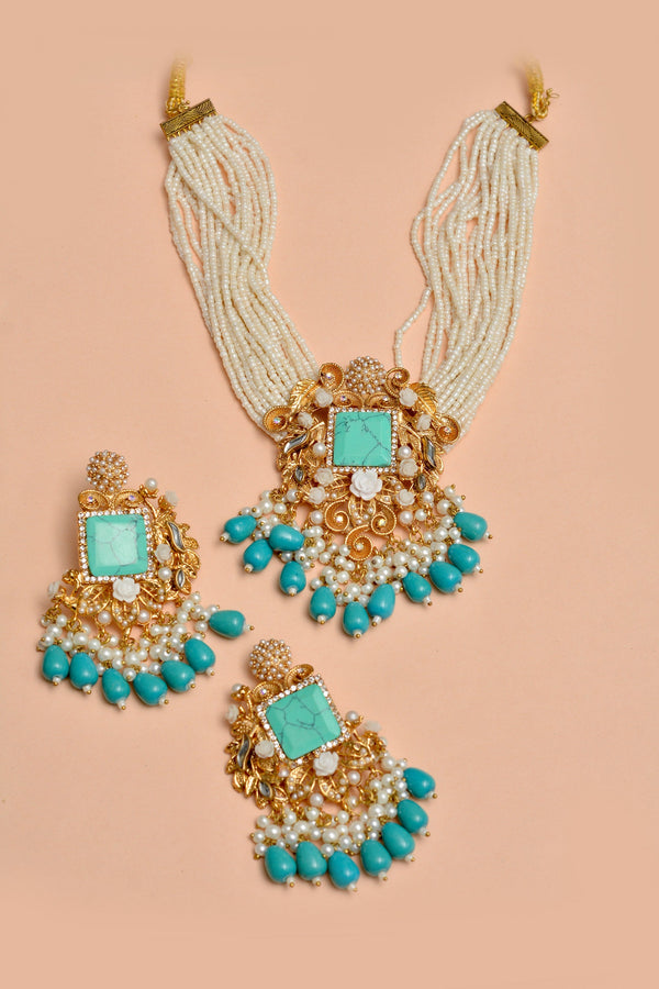 Anzay Jewellery - Party Wear Blue Choker Necklace