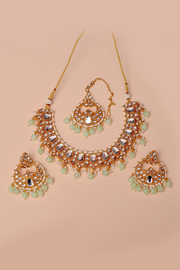 Anzay Jewellery - Party Wear Green Party Set