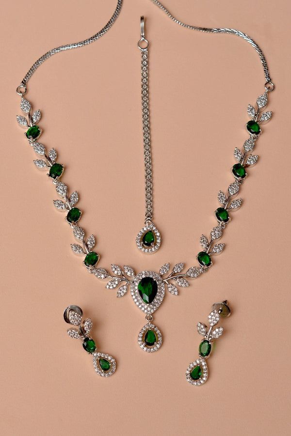 Anzay Jewellery - Party Wear Green Party set