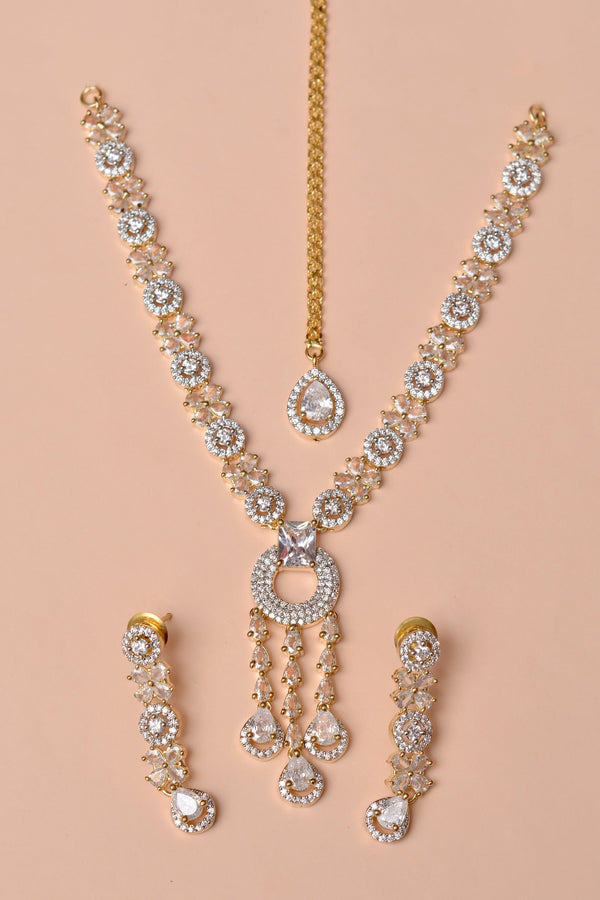 Anzay Jewellery - Party Wear Golden Party Set
