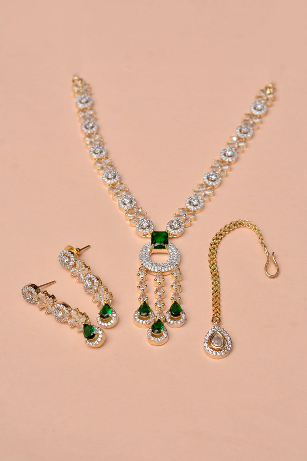 Anzay Jewellery - Party Wear Green Party Set