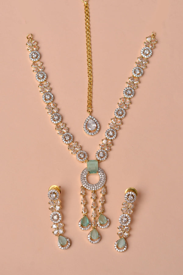 Anzay Jewellery - Party Wear Green Party Set