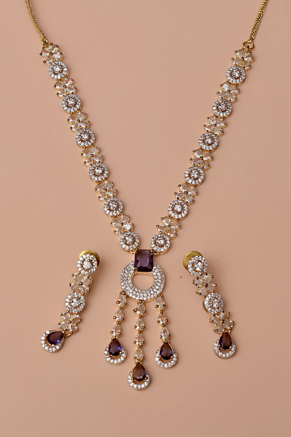 Anzay Jewellery - Party Wear Purple Party Set