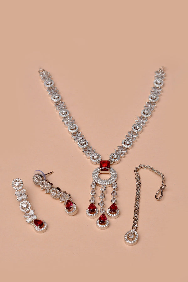 Anzay Jewellery - Party Wear Red Party Set