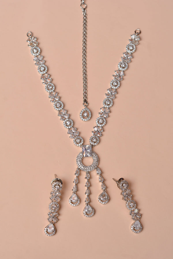 Anzay Jewellery - Party Wear Silver Party Set