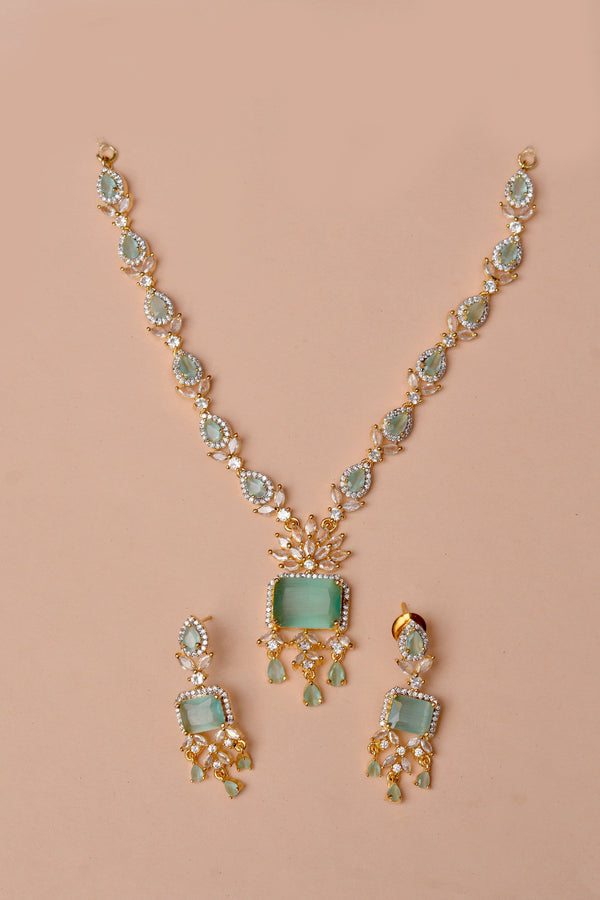 Anzay Jewellery - Party Wear Green Party set