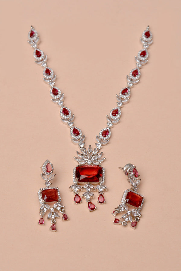 Anzay Jewellery - Party Wear Red Party set