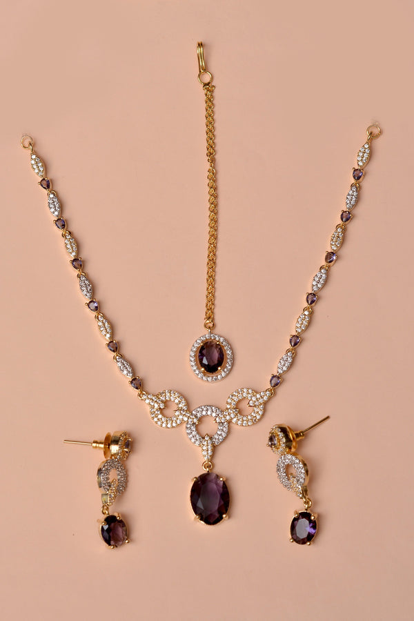 Anzay Jewellery - Party Wear Purple Party Set