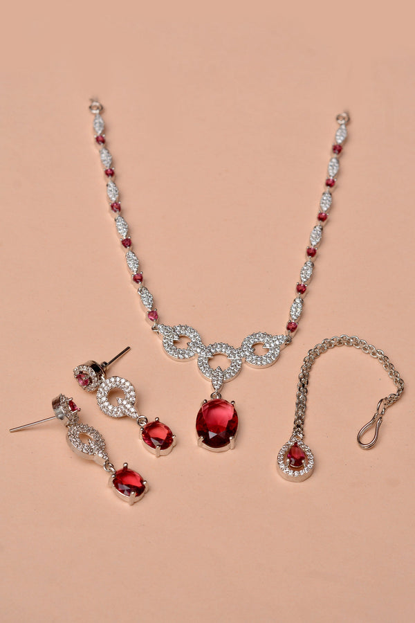 Anzay Jewellery - Party Wear Red Party Set